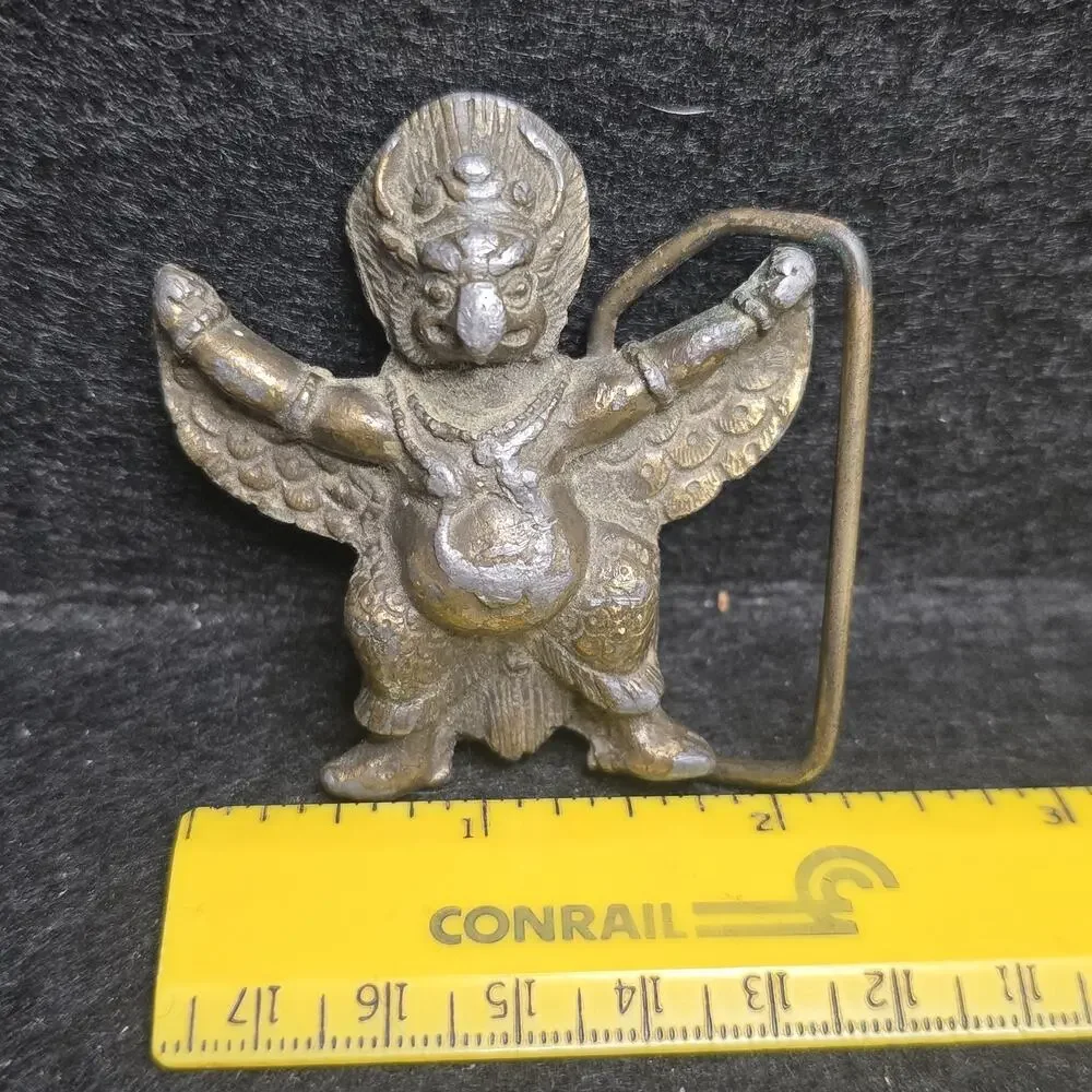 Vintage Hindu Garuda God Bergamot Brass Belt Buckle